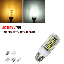 E14 E12 B22 G9 GU10 E27 LED 7W 74 SMD 5730 Fireproof Cover Corn LED Bulb Light AC110V 1