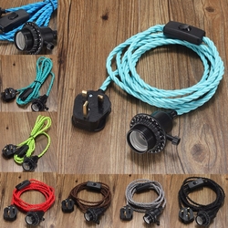 E27 3M Vintage Fabric Flex Cable Plug In Pendant Lamp Light Socket Holder Bulb 2 E27 3M Vintage Fabric Flex Cable Plug In Pendant Lamp Light Socket Holder Bulb - Image 2