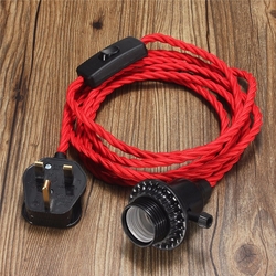 E27 3M Vintage Fabric Flex Cable Plug In Pendant Lamp Light Socket Holder Bulb 4 E27 3M Vintage Fabric Flex Cable Plug In Pendant Lamp Light Socket Holder Bulb - Image 4