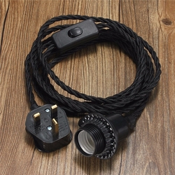 E27 3M Vintage Fabric Flex Cable Plug In Pendant Lamp Light Socket Holder Bulb 5 E27 3M Vintage Fabric Flex Cable Plug In Pendant Lamp Light Socket Holder Bulb - Image 5