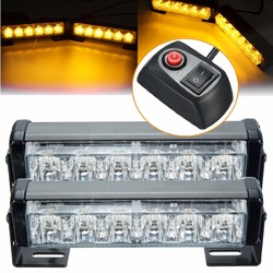 Pair 6 LED Amber Car Flashing Emergency Warning Light Strobe Lamp Switch Harness 1