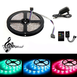 5M 300 LED SMD3528 Waterproof RGB Flexible Strip with Music Controller DC12V 2A Power Adapter 1