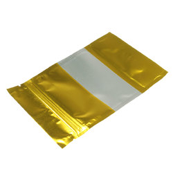 100pcs Gold Aluminum Foil Stand Up Bags Zip Lock Mylar Pouches With Window Food Grade 2