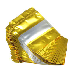 100pcs Gold Aluminum Foil Stand Up Bags Zip Lock Mylar Pouches With Window Food Grade 5 100pcs Gold Aluminum Foil Stand Up Bags Zip Lock Mylar Pouches With Window Food Grade - Image 5