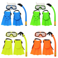 Junior Children Snorkeling Set Diving Mask Goggles Flippers Scuba Swimming Diving Kids Set 1