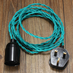 3M E27 Vintage Twisted Fabric Cable UK Plug In Pendant Lamp Light Bulb Holder Socket 2 3M E27 Vintage Twisted Fabric Cable UK Plug In Pendant Lamp Light Bulb Holder Socket - Image 2