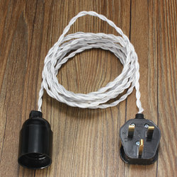 3M E27 Vintage Twisted Fabric Cable UK Plug In Pendant Lamp Light Bulb Holder Socket 7 3M E27 Vintage Twisted Fabric Cable UK Plug In Pendant Lamp Light Bulb Holder Socket - Image 7