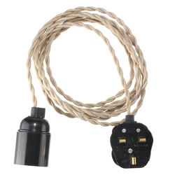 4M E27 Vintage Twisted Fabric Cable UK Plug In Pendant Lamp Light Bulb Holder Socket 6