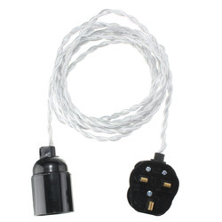 4M E27 Vintage Twisted Fabric Cable UK Plug In Pendant Lamp Light Bulb Holder Socket 7