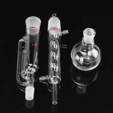 250ml 24/40 Allihn Condenser Flat Bottom Flask and 40/38 Soxhlet Extraction Glassware