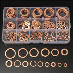 150Pcs Solid Copper Washers Sump Plug Assorted Washer Set Plastic Box 15 Sizes 1