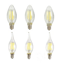 ZX Dimmable E14 6W LED Filament Light Glass House Bulb Lamps 110V 220V Candle Light chandelier 1