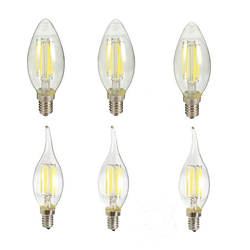 ZX Dimmable E14 6W LED Filament Light Glass House Bulb Lamps 110V 220V Candle Light chandelier