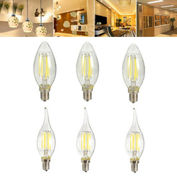 ZX Dimmable E14 6W LED Filament Light Glass House Bulb Lamps 110V 220V Candle Light chandelier 2