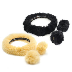 3Pcs Plush Wool Soft Car Steel Ring Wheel Cover Woolen Auto Handbrake Shift Knob Guard 4 3Pcs Plush Wool Soft Car Steel Ring Wheel Cover Woolen Auto Handbrake Shift Knob Guard - Image 4