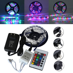 5M SMD 3528 300 Waterproof LED RGB Strip Flexible Light 24 key IR remote + Power Adapter DC12V 2
