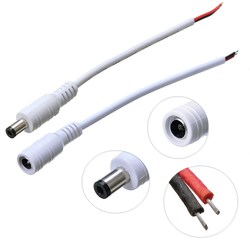 White Male/Female DC Power Connector Cable Plug Wire for CCTV Strip Light 2