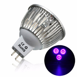 3W MR16 LED Ultraviolet Color Purple Light Flashlight Bulb Lamp Torch AC/DC 12V 1