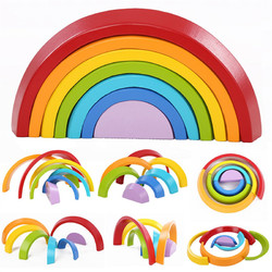 7 Colors Wooden Stacking Rainbow Shape Children Kids Educational Play Toy Set 1