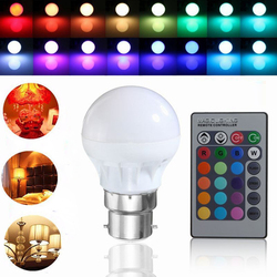 B22 3W Dimmable RGB SMD5050 6 LED Light Bulb Lamp Color Changing IR Remote Control AC85-265V 1