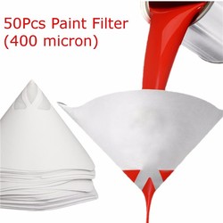 50pcs 9.5x16cm Paper Paint Strainer Funnel Nylon Filter Conical Mesh White 1