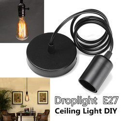 E27 Single Head Home Ceiling Pendant Lamp Light Bulb Holder Socket Hanging Fixture 1.2m 2
