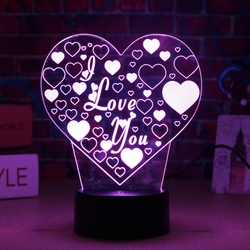 LED 3D Colorful I Love You Night Light Remote Control Touch Sensor Desktop Lamp 2