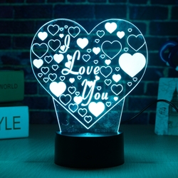 LED 3D Colorful I Love You Night Light Remote Control Touch Sensor Desktop Lamp 3