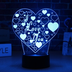 LED 3D Colorful I Love You Night Light Remote Control Touch Sensor Desktop Lamp 5