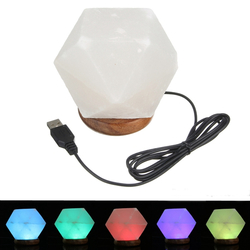 Natural Crystal Rock USB Salt Lamp Colorful LED Night Light Decor