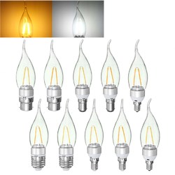 E27 E14 E12 B22 B15 2W Non-Dimmable Sliver Edison Pull Tail Incandescent Candle Light Bulb 110V