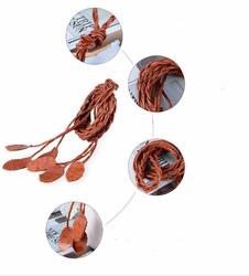 TRUE ADVENTURE New leaves Woven Belts for Women Knitted Long Tassel Belts Ladies Waist Chain 1