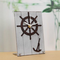 European Mediterranean Style Desktop Clock Wood For Gift Room Decor 2
