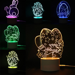 3D Illusion Easter Egg Rabbit LED Night Light USB Colorful Table Desk Lamp Holiday Decor DC5V
