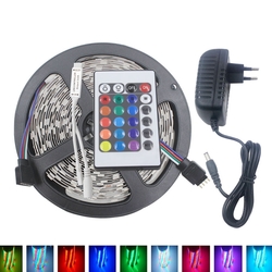 5M 3528 24W RGB 300 Non-Waterproof LED Flexible Strip Light 24 Keys IR Remote + Power Adapter DC12V 1 5M 3528 24W RGB 300 Non-Waterproof LED Flexible Strip Light 24 Keys IR Remote + Power Adapter DC12V
