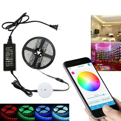 5M 60W SMD5050 Non-waterproof bluetooth APP Control RGB LED Strip Light Kit + 12V 5A Power Adapter Christmas Decorations Clearance Christmas Lights 2