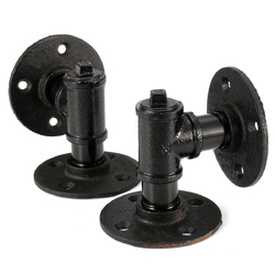 2Pcs Iron Pipe Shelf Bracket Industrial Steampunk Storage Book Shelf Holder DIY Decor 2 2Pcs Iron Pipe Shelf Bracket Industrial Steampunk Storage Book Shelf Holder DIY Decor - Image 2