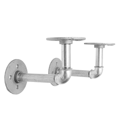 2Pcs Iron Pipe Shelf Brackets Silver Industrial Steel Holder Home Decor DIY 2 2Pcs Iron Pipe Shelf Brackets Silver Industrial Steel Holder Home Decor DIY - Image 2