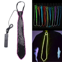 Battery Powered LED Light Up El Wire Tie Adjustable Necktie for Party Halloween Wedding DC3V 1