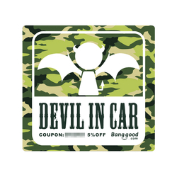 114x114mm Banggood Logo 5% OFF Coupon Car Stickers PVC ANGEL IN CAR DEVIL IN CAR Decals 1