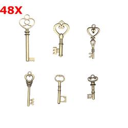 48Pcs Vintage Bronze Key For Pendant Necklace Bracelet DIY Handmade Accessories Decoration