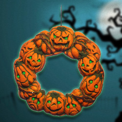 Halloween Spooky Wreath LED Lantern LED Pumpkin Light Door Hanger Home Decor 2