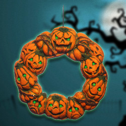 Halloween Spooky Wreath LED Lantern LED Pumpkin Light Door Hanger Home Decor 2 Halloween Spooky Wreath LED Lantern LED Pumpkin Light Door Hanger Home Decor - Image 2