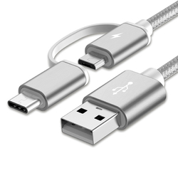 Bakeey 2 in 1 Type C Micro USB Nylon Braided Data Charging Cable USB 2.0 for 6 Oneplus S8 S7 1