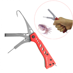 3 in 1 Folding Squid Fork Fish Gripper Stainless Steel Outdoor Fishing Pliers Hook Tools 2