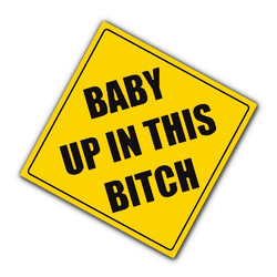 4x4 Inch Yellow Warning Baby In Car Vinyl Decal Funny Sign Stickers Auto Reflective Graphic 1