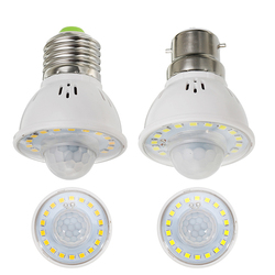 E27 B22 3W Human Body Infrared Sensor Warm White Pure White LED Light Bulb for Stairway AC220V 4