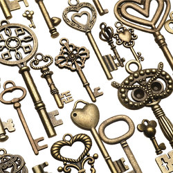 130pcs Antique Bronze Brass Vtg Ornate Skeleton Keys Lot Pendant Fancy Heart Pendants Key Gift 2