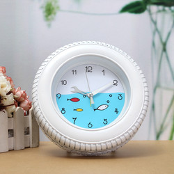 Retro Mediterranean Style Tire Alarm Clock Wall Clock Desktop For Home Decorative 1