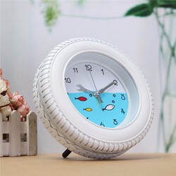 Retro Mediterranean Style Tire Alarm Clock Wall Clock Desktop For Home Decorative 2 Retro Mediterranean Style Tire Alarm Clock Wall Clock Desktop For Home Decorative - Image 2